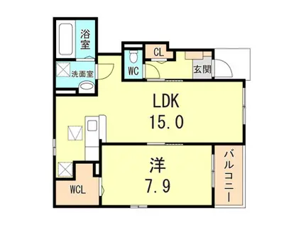 ルタン昆陽Ⅰ(1LDK/1階)の間取り写真