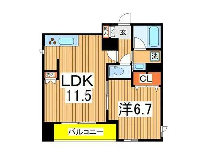 レフィアント・エヌ(1LDK/1階)の間取り写真