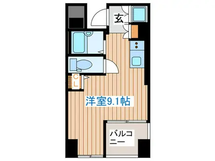 ラピスラズリ榴岡(ワンルーム/4階)の間取り写真