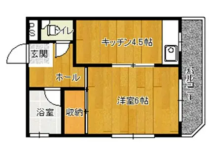 本田ハイツ(1K/3階)の間取り写真