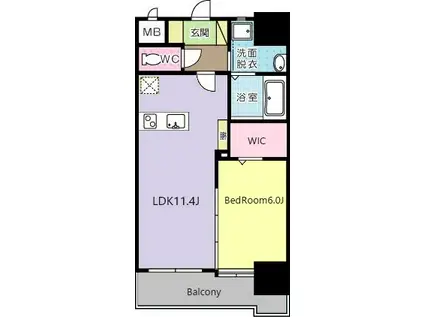 ガーデンコートSUNATSU(1LDK/6階)の間取り写真