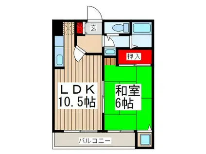 サンクエスト(1LDK/2階)の間取り写真