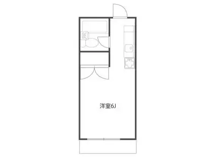 コーポ二葉2号B棟(ワンルーム/1階)の間取り写真