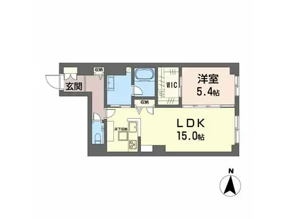 プレミアス学南(1LDK/1階)の間取り写真