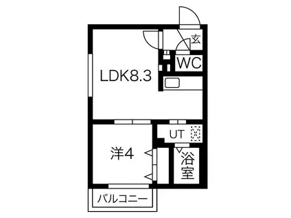 ラフィーネ学園前II(1LDK/3階)の間取り写真