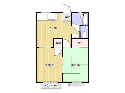 グランデュール夏見台(2DK/2階)の間取り写真