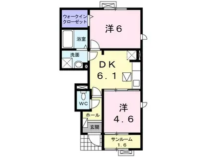 フラン・アヴェニュ-(2DK/1階)の間取り写真