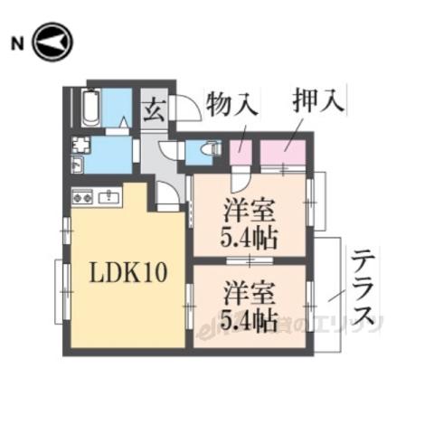 グリーンコーポ A・B(2LDK/2階)の間取り写真