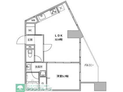 ハイライフ恵比寿(1LDK/6階)の間取り写真