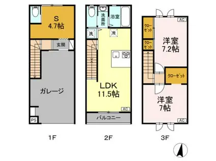 ガレージハウス東北福祉大前駅(2LDK/1階)の間取り写真