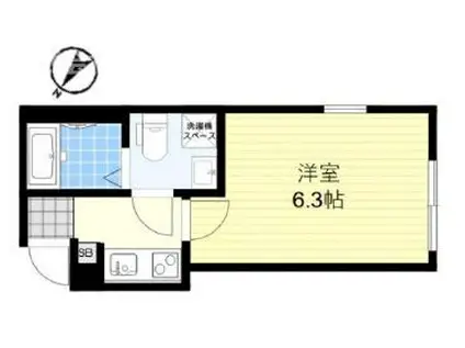 シアターハウス三園(1K/2階)の間取り写真
