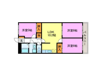 メゾンエクセルI・II(3LDK/2階)の間取り写真