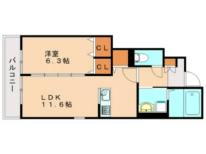 グランチェスタII(1LDK/1階)の間取り写真
