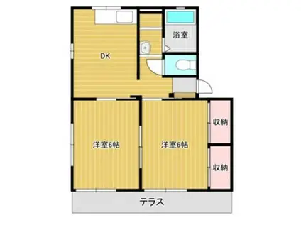 ハイブリッジハウスA(2DK/1階)の間取り写真