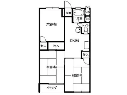 夙川第3コーポラス(3DK/2階)の間取り写真