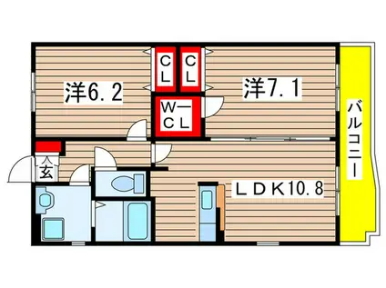 エクセレーヌ(2LDK/1階)の間取り写真