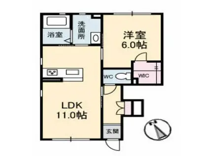 フォレスタ大元(1LDK/1階)の間取り写真