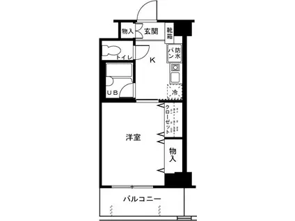 アーバンハイツ土志田(1K/3階)の間取り写真