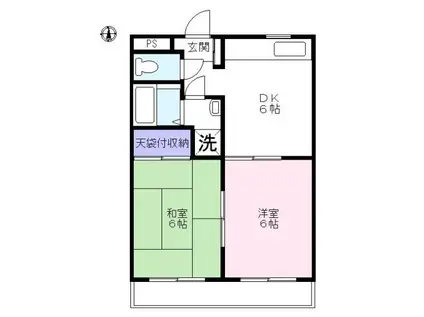 松本ハイツ(2DK/1階)の間取り写真