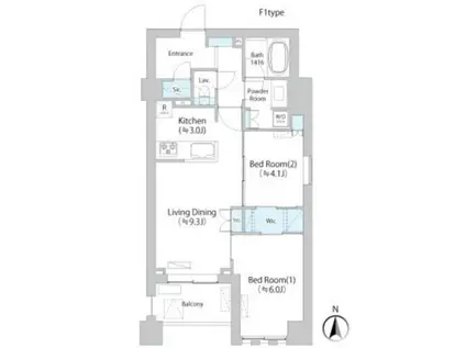 ネウボーノ菊川II(2LDK/2階)の間取り写真