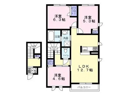 モンパール北花田Ⅱ(3LDK/2階)の間取り写真