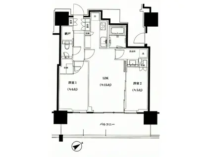 グランドシティタワー池袋(2LDK/17階)の間取り写真