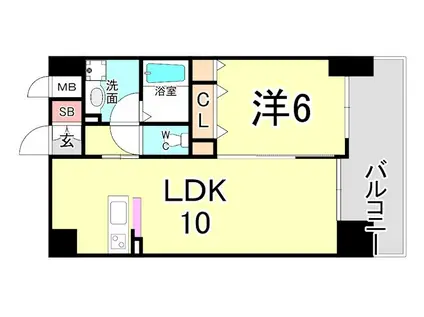 CITYSPIRE新神戸(1LDK/4階)の間取り写真