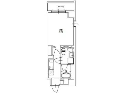 ジュルイ市谷台町(1K/7階)の間取り写真