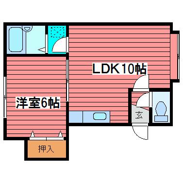 シャネル南郷(1LDK/3階)の間取り写真