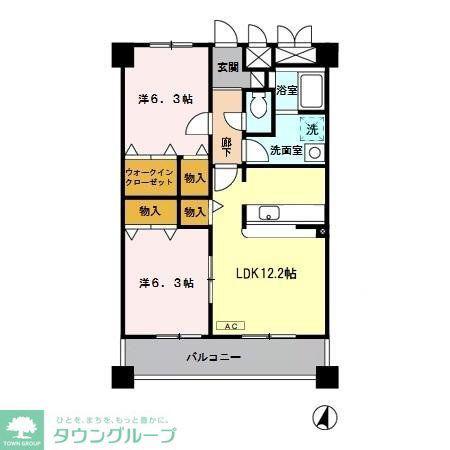 グラース(2LDK/2階)の間取り写真