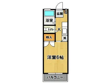 カルム・ブリィアント(1K/2階)の間取り写真