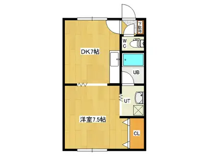 コーポハピネス(1DK/1階)の間取り写真