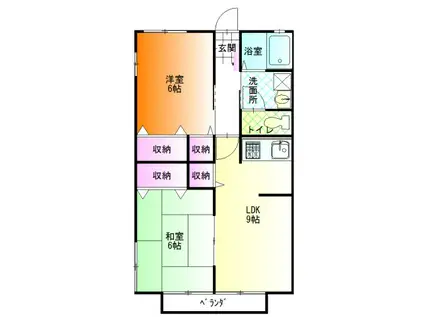 メゾンエスポワール(2LDK/2階)の間取り写真