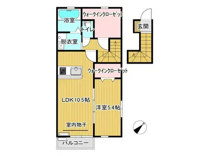 アジュール A(1SLDK/2階)の間取り写真