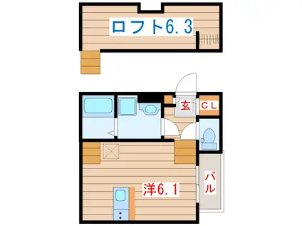 ユナプレイス弓ノ町(ワンルーム/1階)の間取り写真