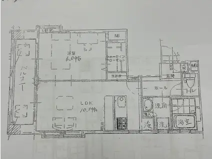 ネオアクシス共研公園(1LDK/3階)の間取り写真