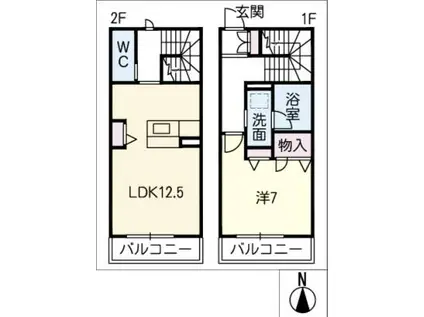 REFISIA三好ヶ丘(1LDK/2階)の間取り写真