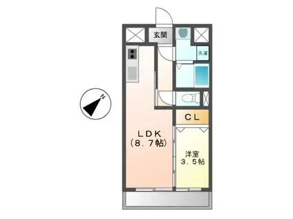 シンフォニー中町(1LDK/9階)の間取り写真