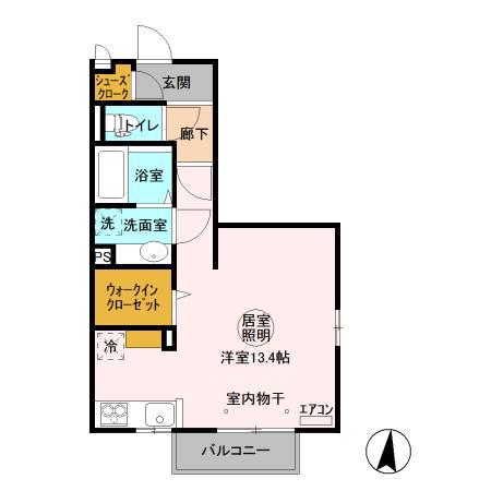 グランマーレMITO F(ワンルーム/2階)の間取り写真