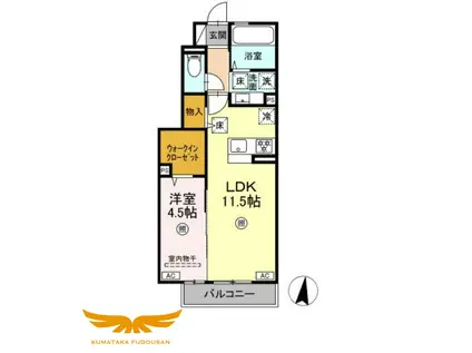 ミモザ熊本駅北 A(1LDK/1階)の間取り写真