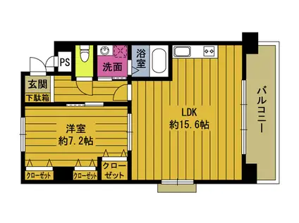 サザン・アヴェニュー金池(1LDK/4階)の間取り写真