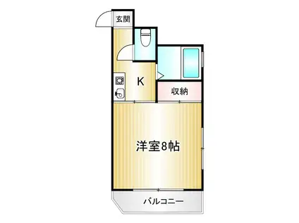ベリーノあきやま(1K/2階)の間取り写真