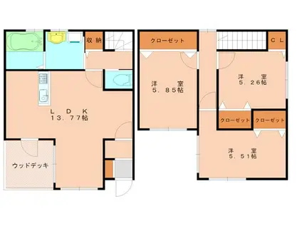グラシュープラージュ三苫(3LDK/2階)の間取り写真