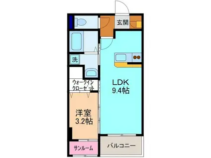 ミモザR-1(1LDK/2階)の間取り写真