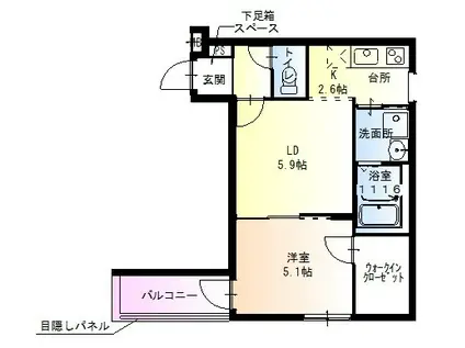 フジパレス立花北2番館(1LDK/3階)の間取り写真
