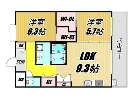 プラマーV番館(2LDK/2階)の間取り写真