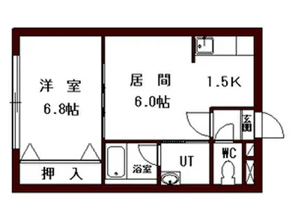 カーサ菊水(1DK/2階)の間取り写真