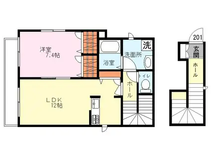 タウンハイツII(1LDK/1階)の間取り写真