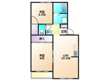 トリヴァンベール(2LDK/2階)の間取り写真