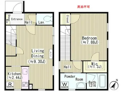 ペット 1LDK ファレール参宮橋 C(1LDK/1階)の間取り写真